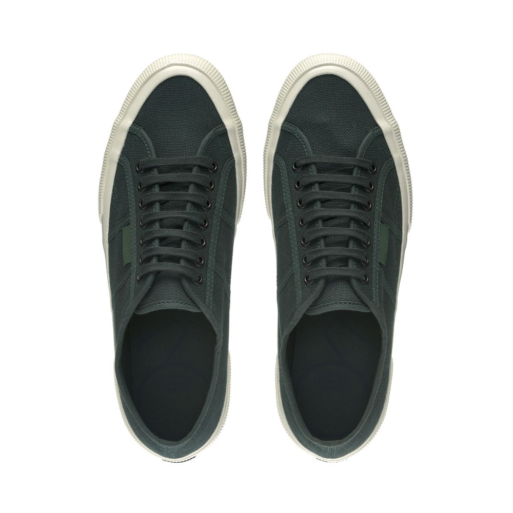 Superga green canvas shoe with rubber sole