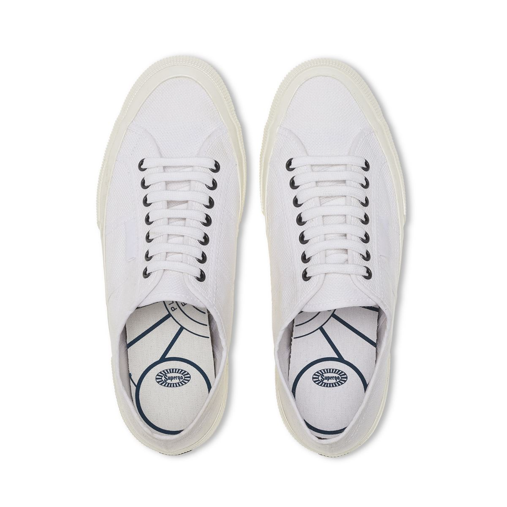Superga white canvas shoe with rubber sole