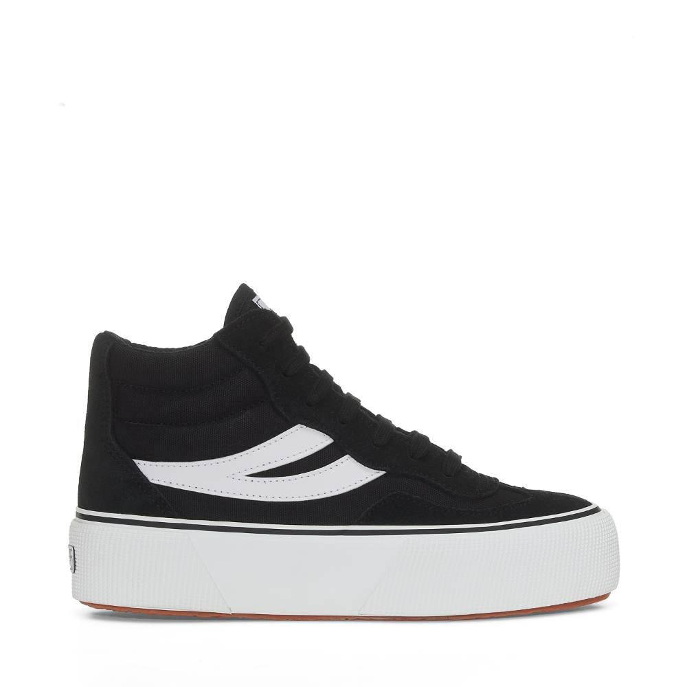 Superga black hi-tops with platform