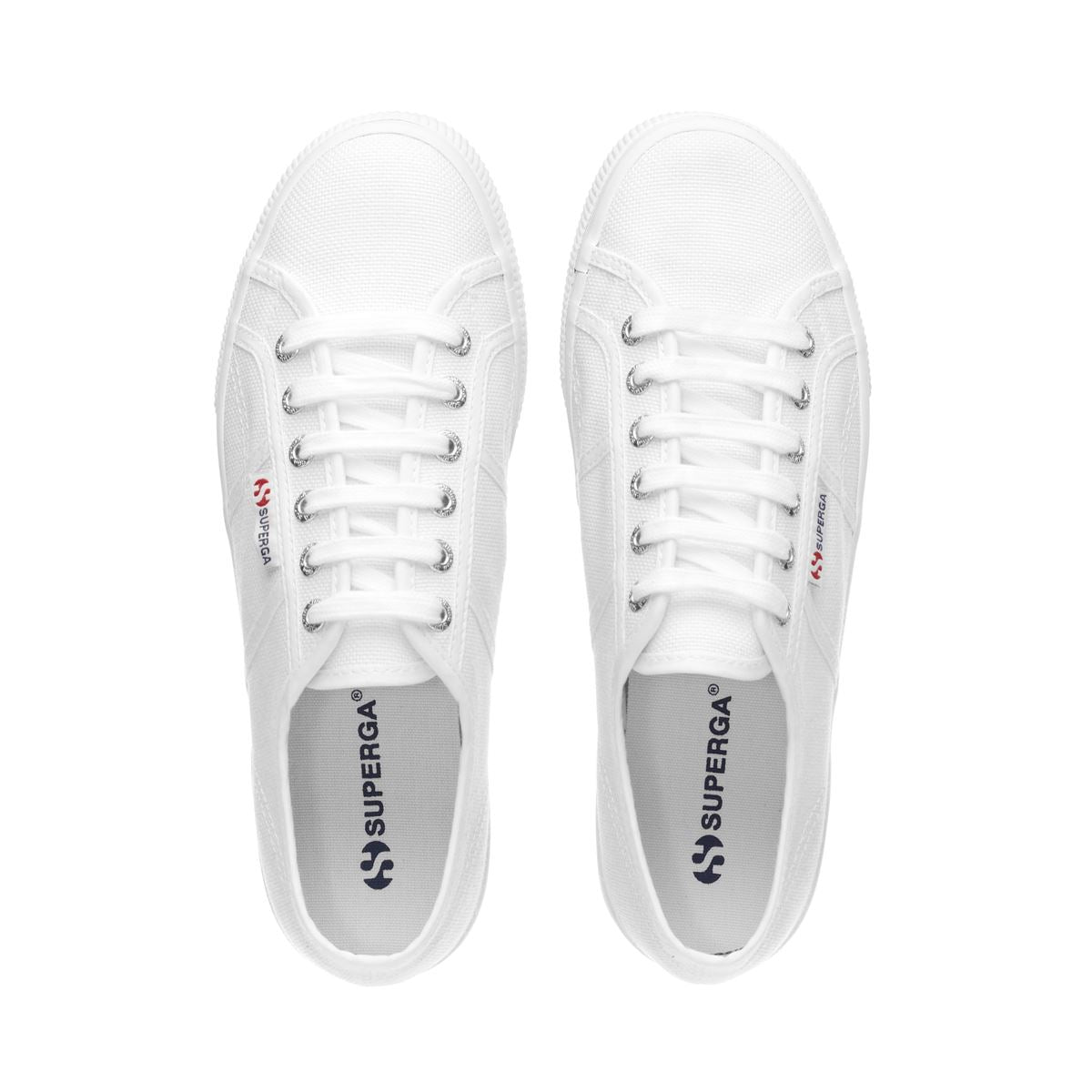 White Canvas Platform Superga Shoe Top View