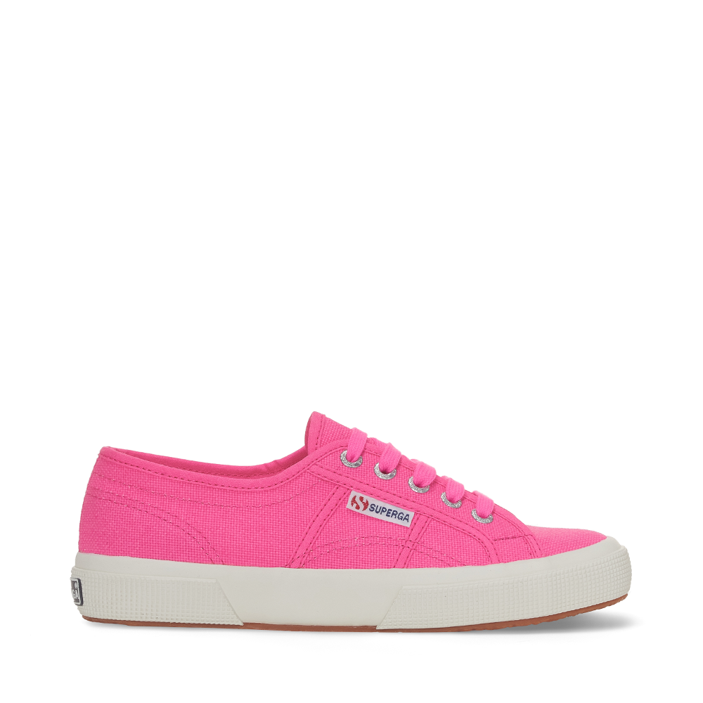 Superga neon pink shoe side profile
