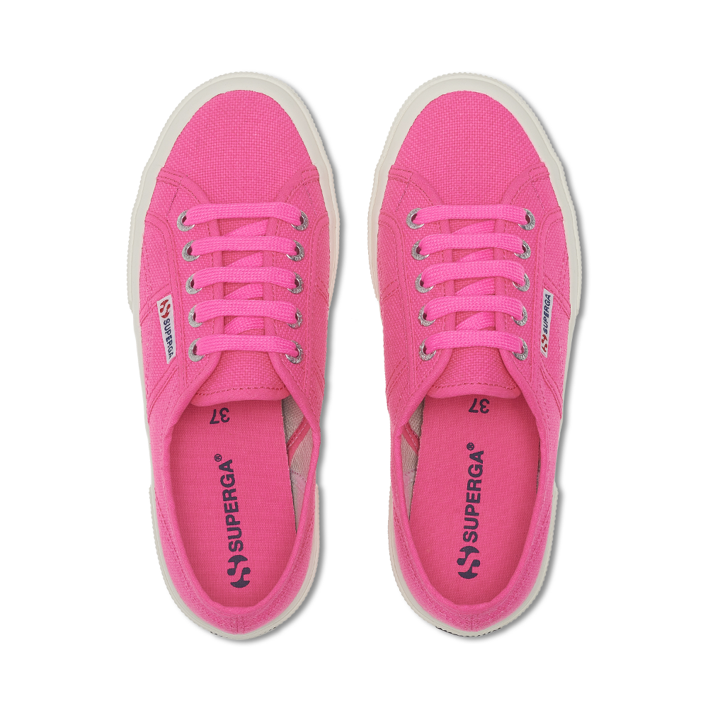 Superga neon pink shoe top profile