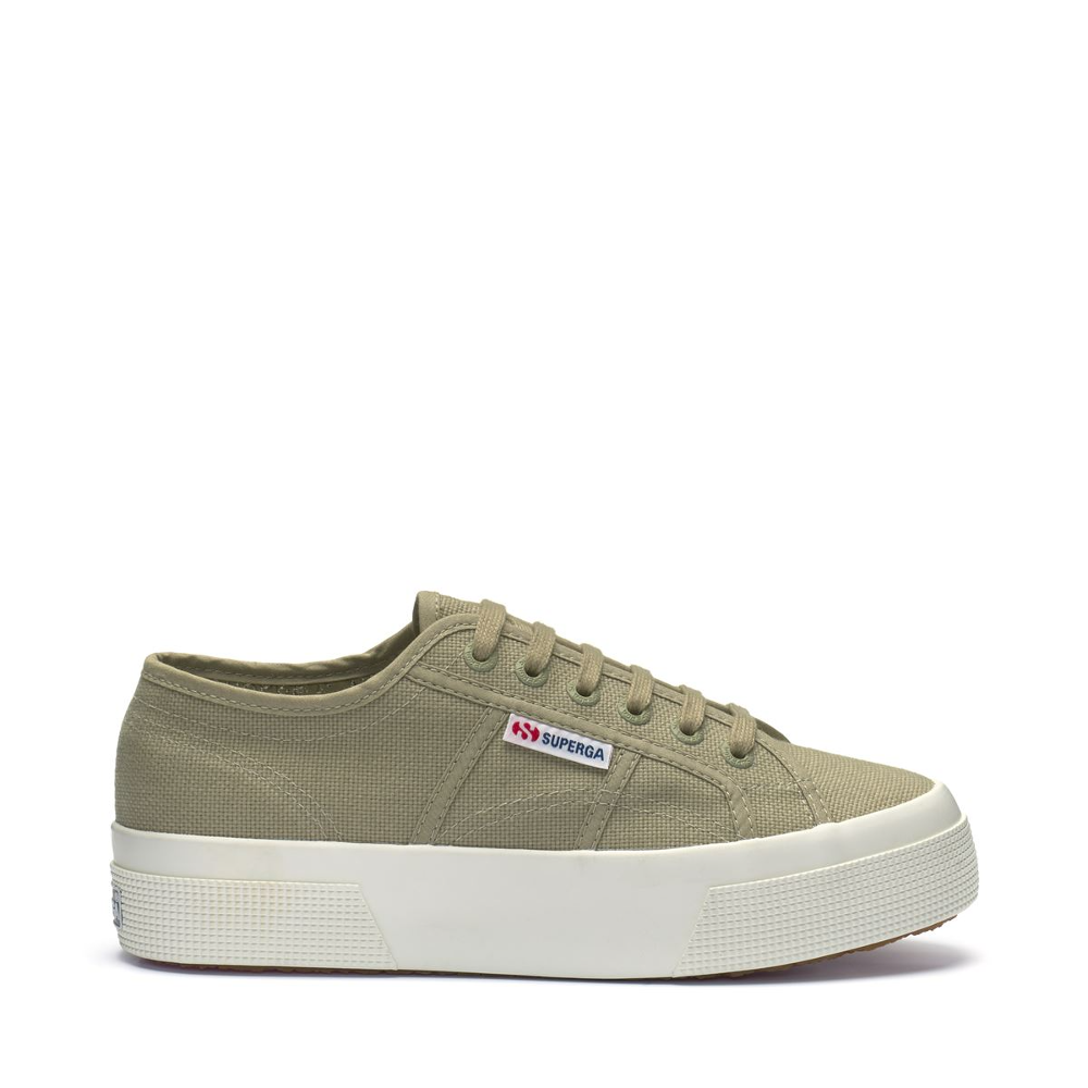superga canvas sneaker with rubber sole in khaki