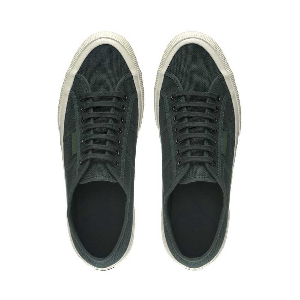 Superga green canvas shoe with rubber sole 