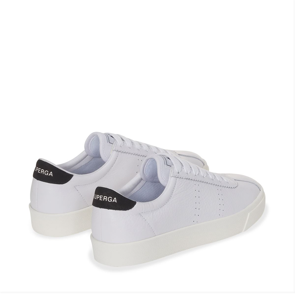 superga leather sneakers in white with black detail