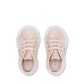 baby Superga shoes in pastel peach colour and white rubber soles top view